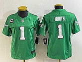 Women's Philadelphia Eagles #1 Jalen Hurts Green 2023 F.U.S.E. With C Patch Stitched Football Jersey(Run Small),baseball caps,new era cap wholesale,wholesale hats